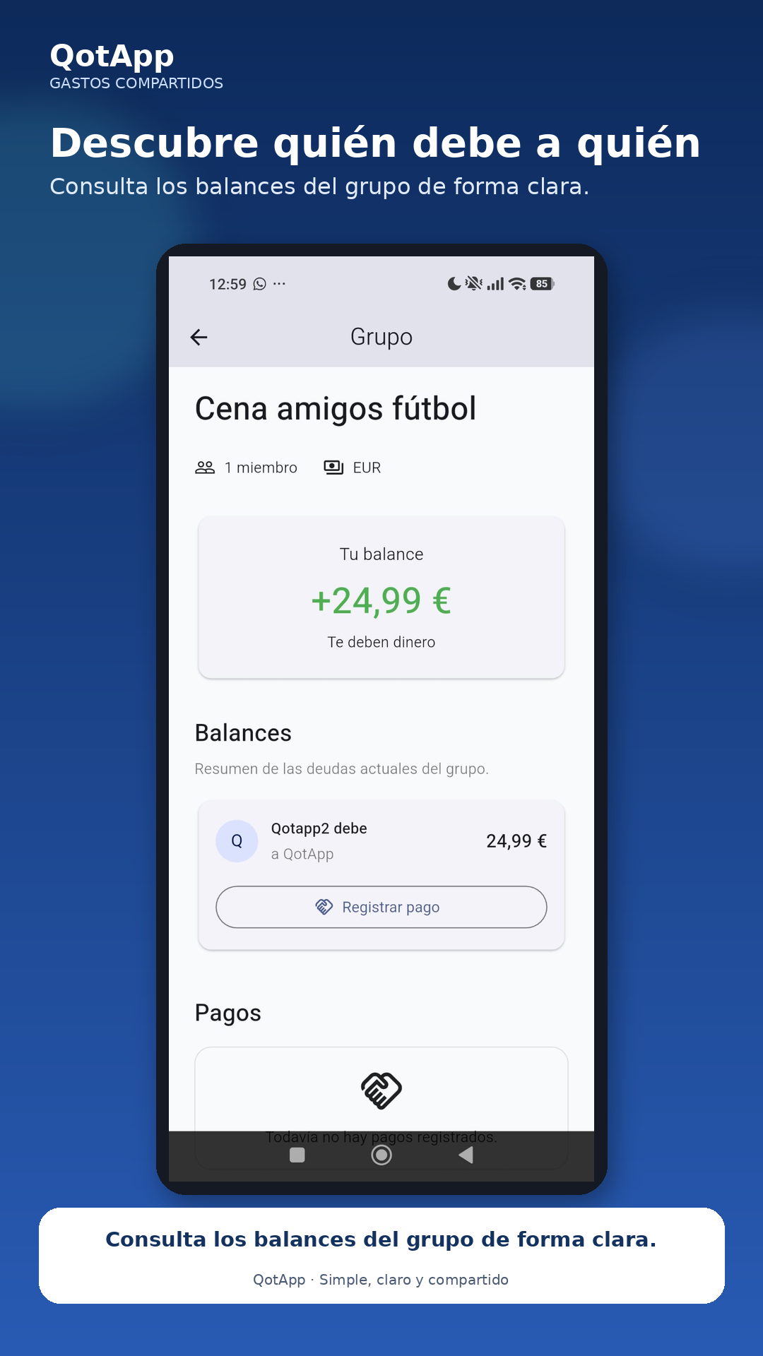 Grupo de gastos en QotApp
